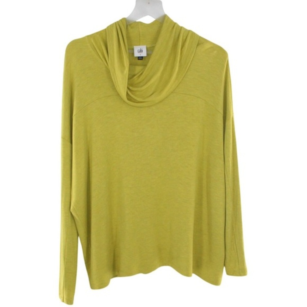 Cabi Cowl Neck Top Lightweight Long Sleeve Size S Chartreuse Yellow‎ 4193